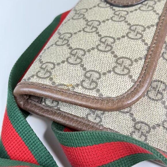 Gucci GG Logo Supreme Neonoe Vintage Bum Bag with Iconic Red & Green Straps - Picture 10 of 11